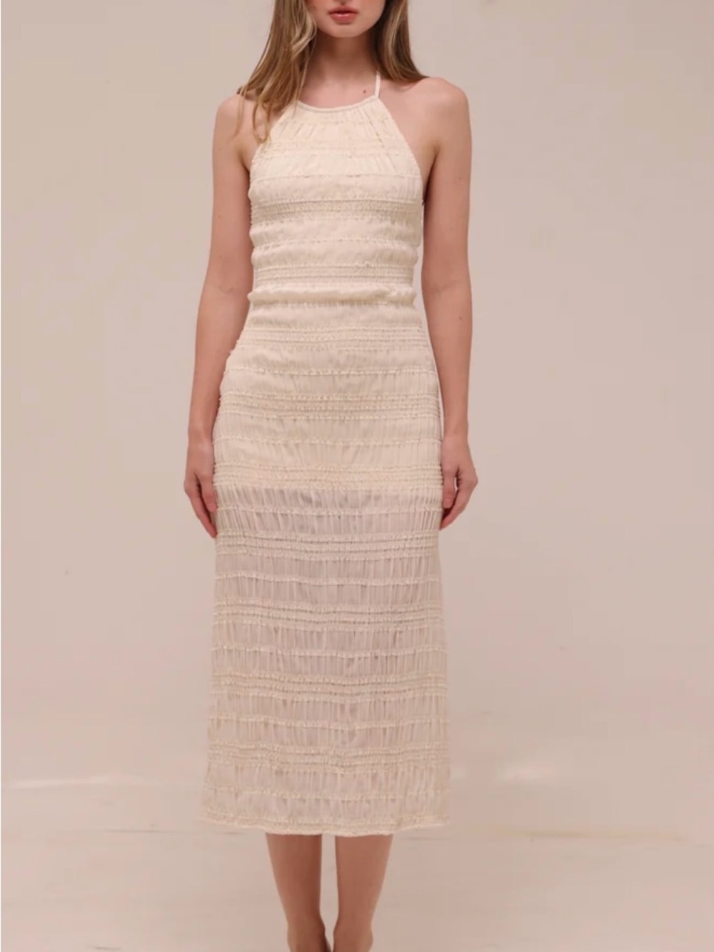 Abercrombie & Fitch Cream Halter Midi Dress